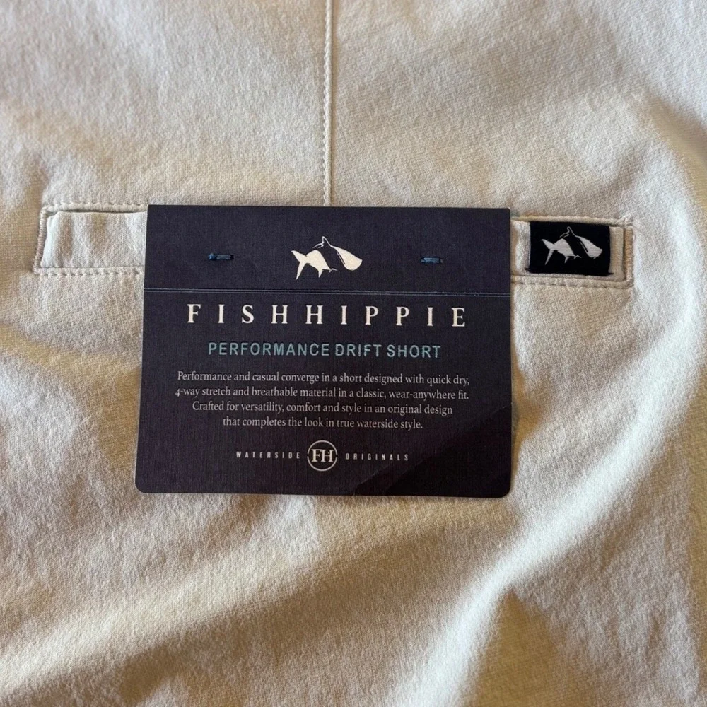 NWT Fish Hippie‎ Co Mens Khaki Performance Drift Short Fishing Golf Size 38